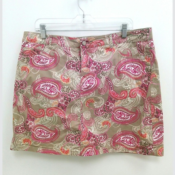 croft & barrow Dresses & Skirts - Croft & Barrow Sz 18 Skort Skirt Tan Pink Paisley